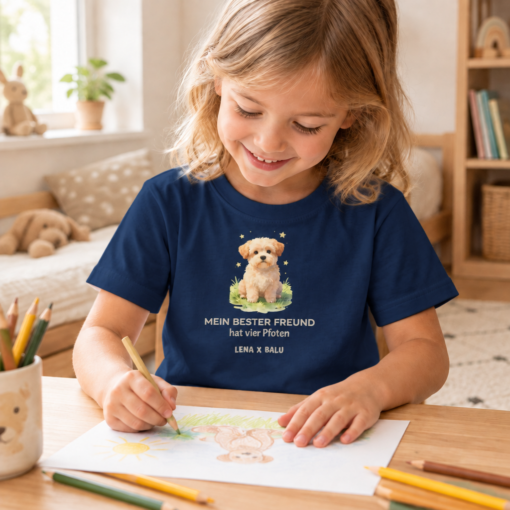 Personalisiertes Kinder T-Shirt mit Name – „Mein bester Freund“ | Hund | Cozee