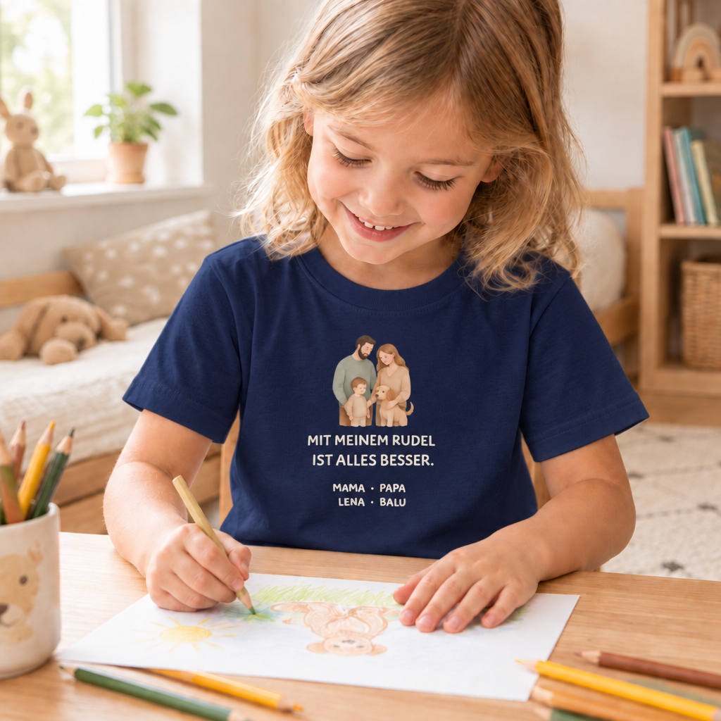 Kinder T-Shirt personalisiert – Unser kleines Rudel