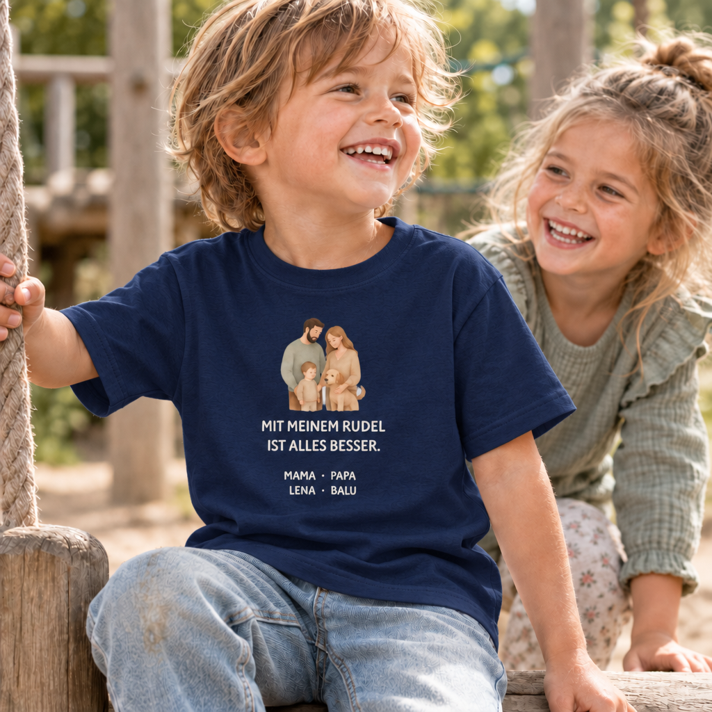 Kinder T-Shirt personalisiert – Unser kleines Rudel