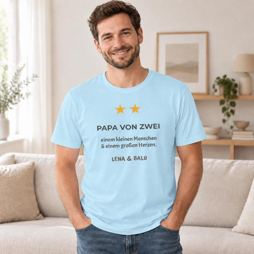 Papa Shirt personalisiert – „Papa von zwei“ | Baby & Hund | Cozee
