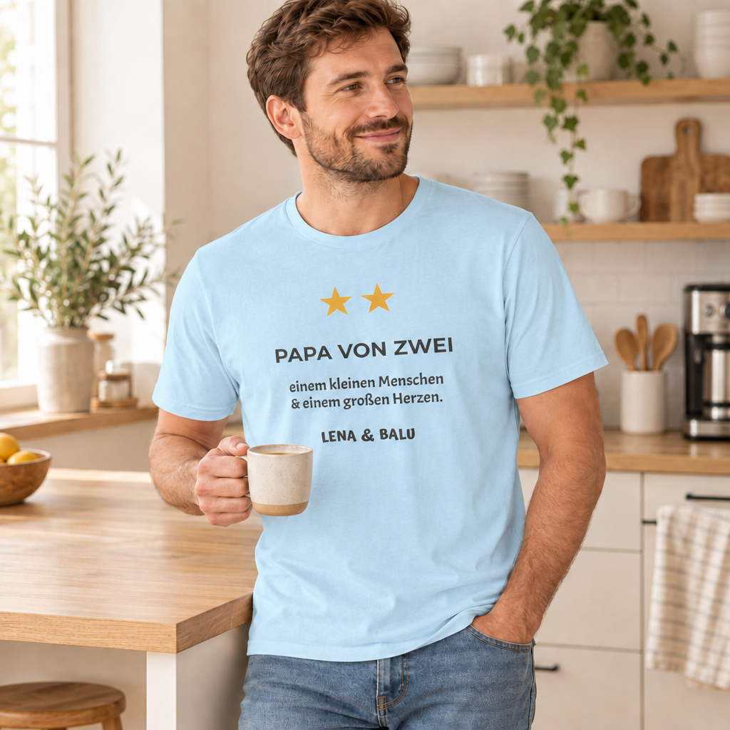 Papa Shirt personalisiert – „Papa von zwei“ | Baby & Hund | Cozee
