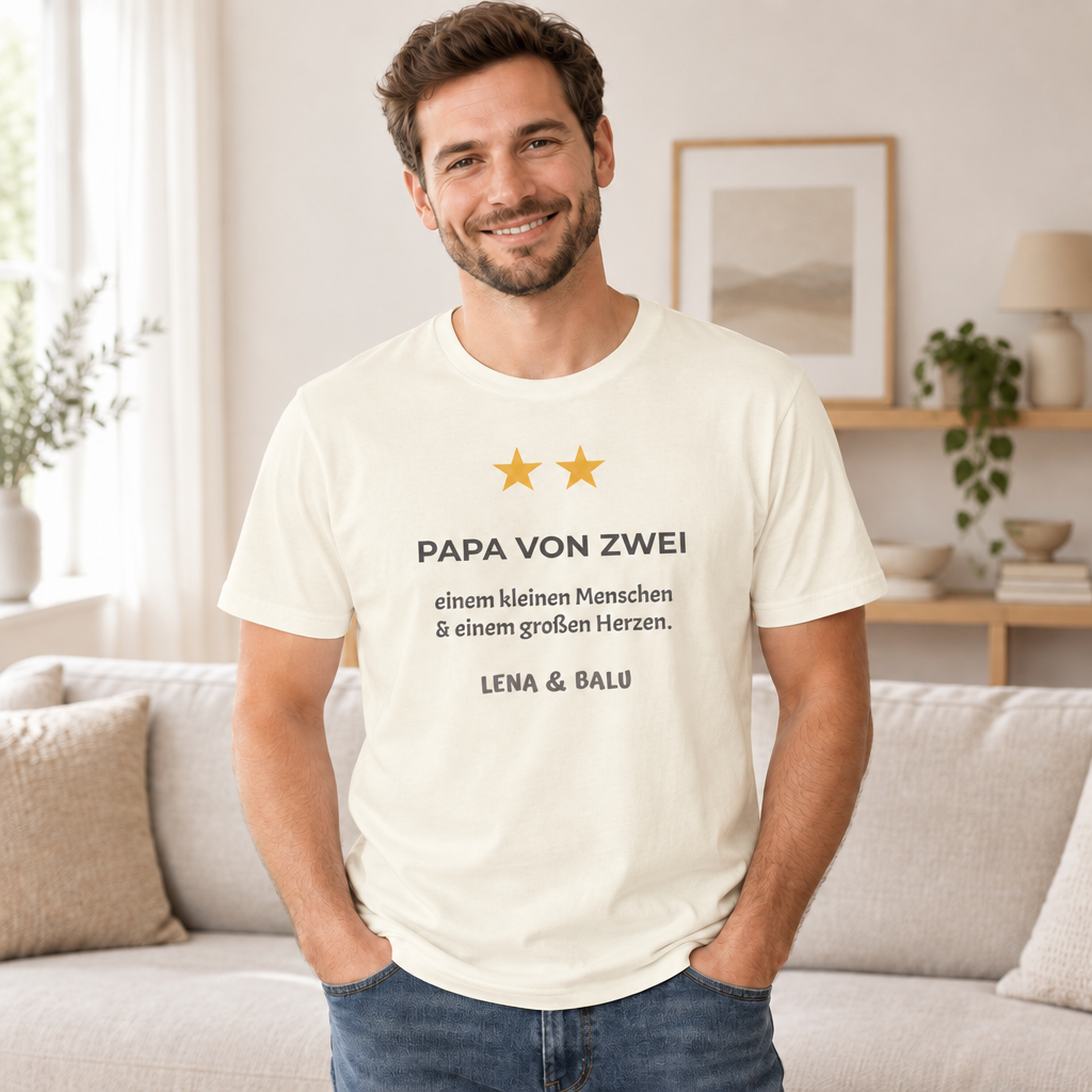 Papa Shirt personalisiert – „Papa von zwei“ | Baby & Hund | Cozee