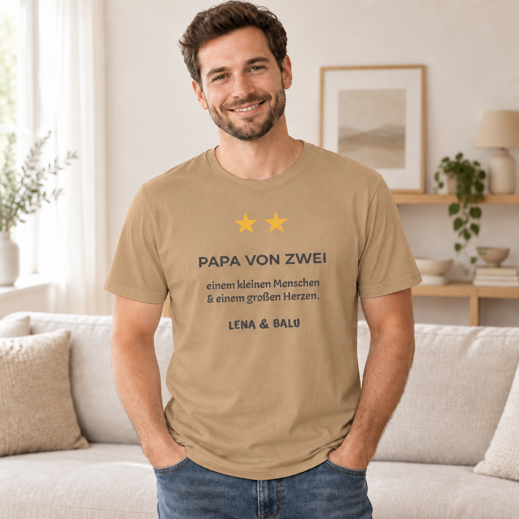 Papa Shirt personalisiert – „Papa von zwei“ | Baby & Hund | Cozee