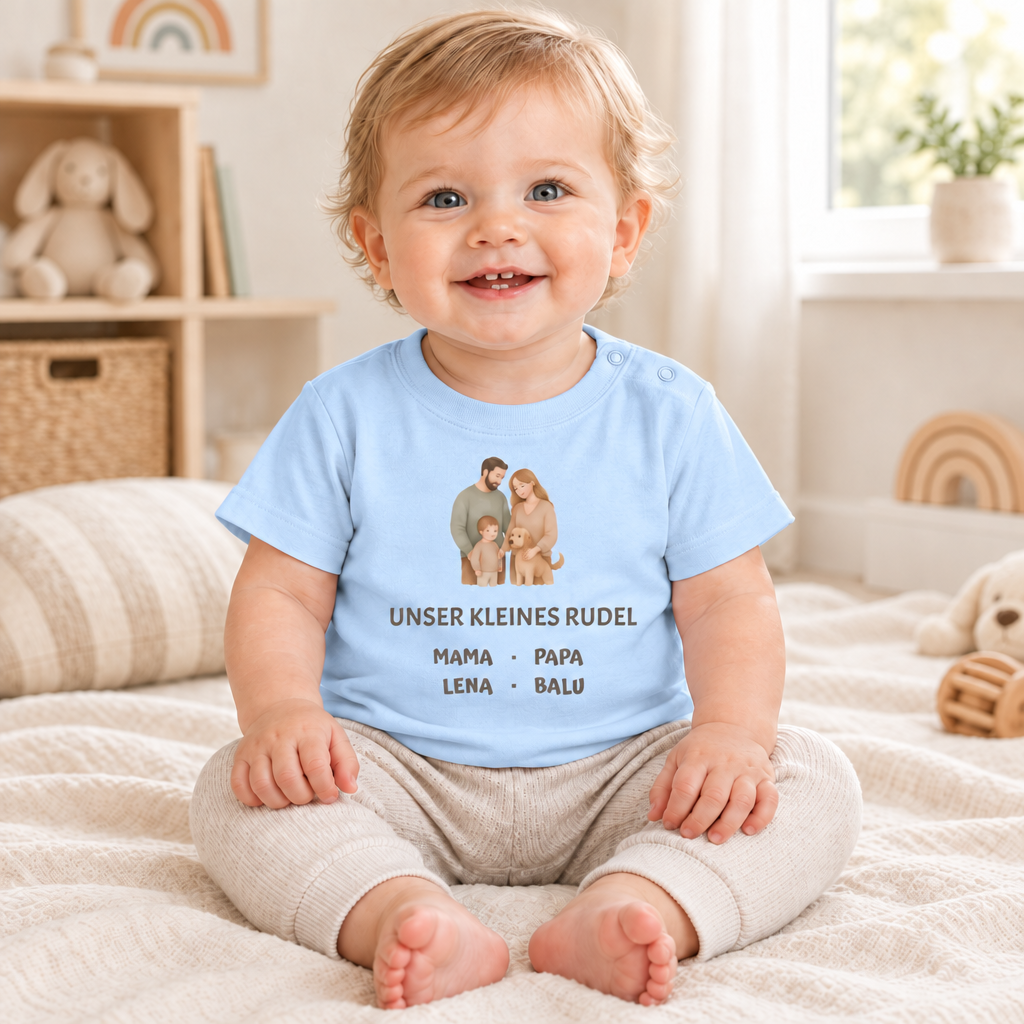 Baby T-Shirt personalisiert – Unser kleines Rudel