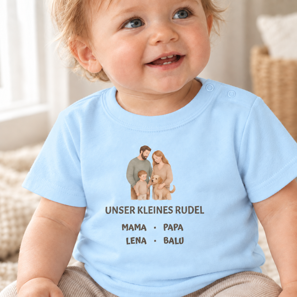 Baby T-Shirt personalisiert – Unser kleines Rudel