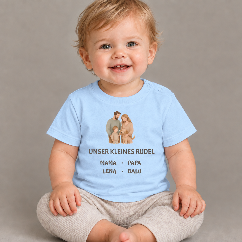 Baby T-Shirt personalisiert – Unser kleines Rudel