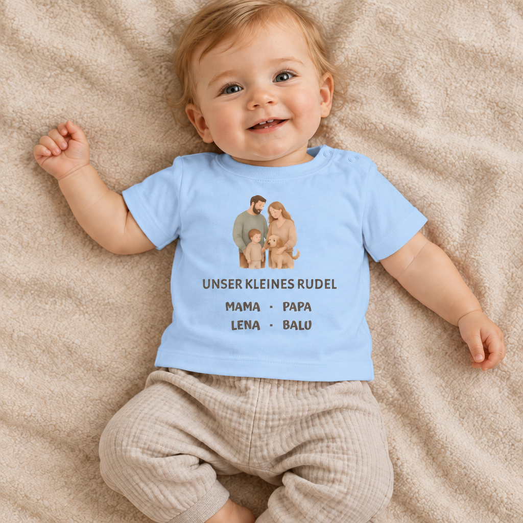 Baby T-Shirt personalisiert – Unser kleines Rudel