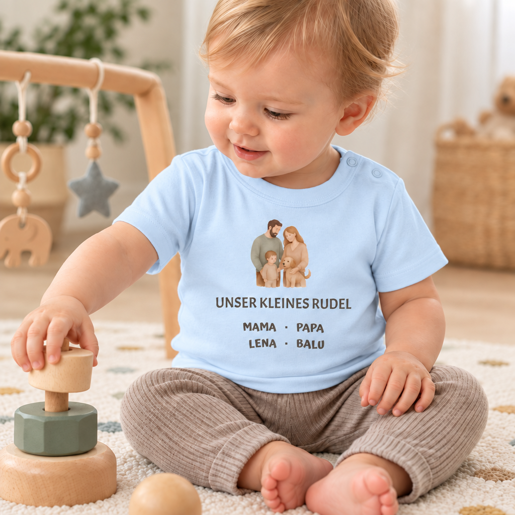 Baby T-Shirt personalisiert – Unser kleines Rudel