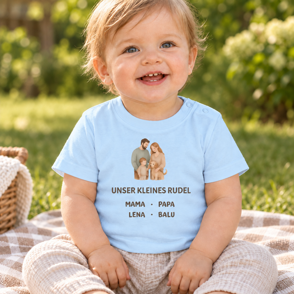 Baby T-Shirt personalisiert – Unser kleines Rudel