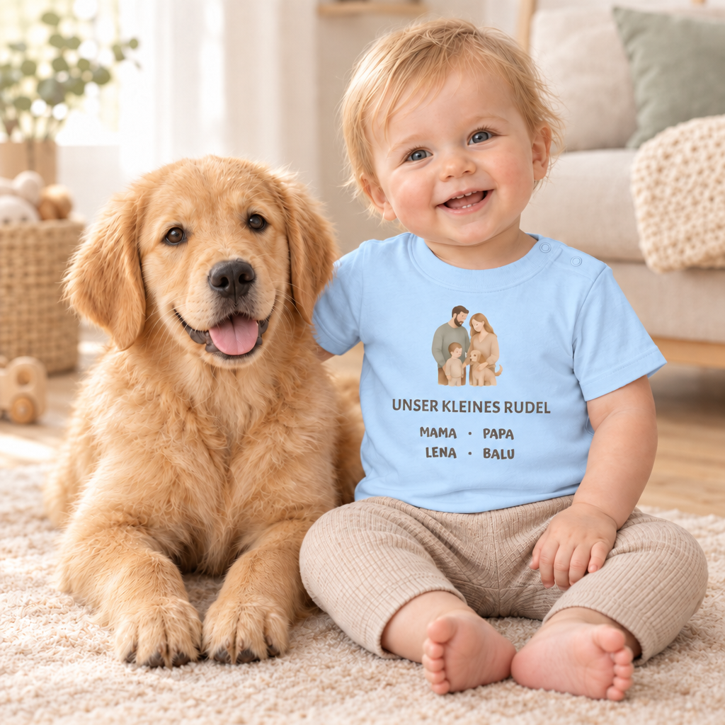 Baby T-Shirt personalisiert – Unser kleines Rudel