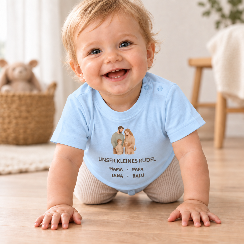 Baby T-Shirt personalisiert – Unser kleines Rudel