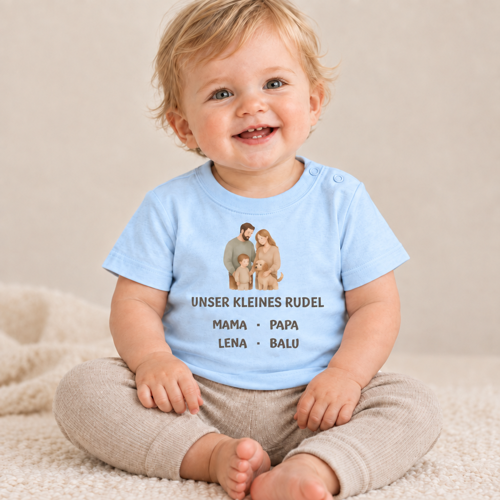 Baby T-Shirt personalisiert – Unser kleines Rudel