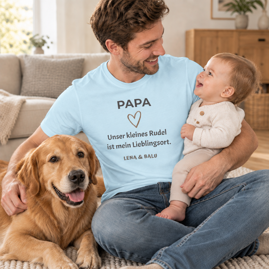 Papa Shirt personalisiert – Unser kleines Rudel
