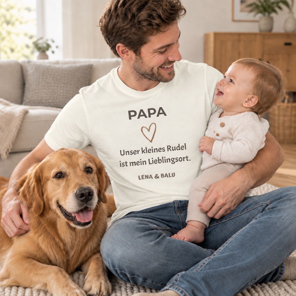 Papa Shirt personalisiert – Unser kleines Rudel