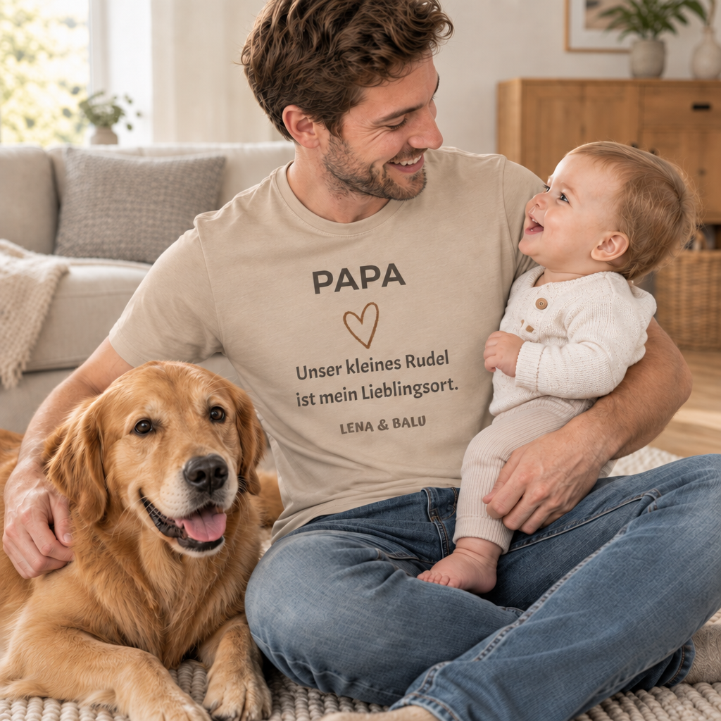 Papa Shirt personalisiert – Unser kleines Rudel