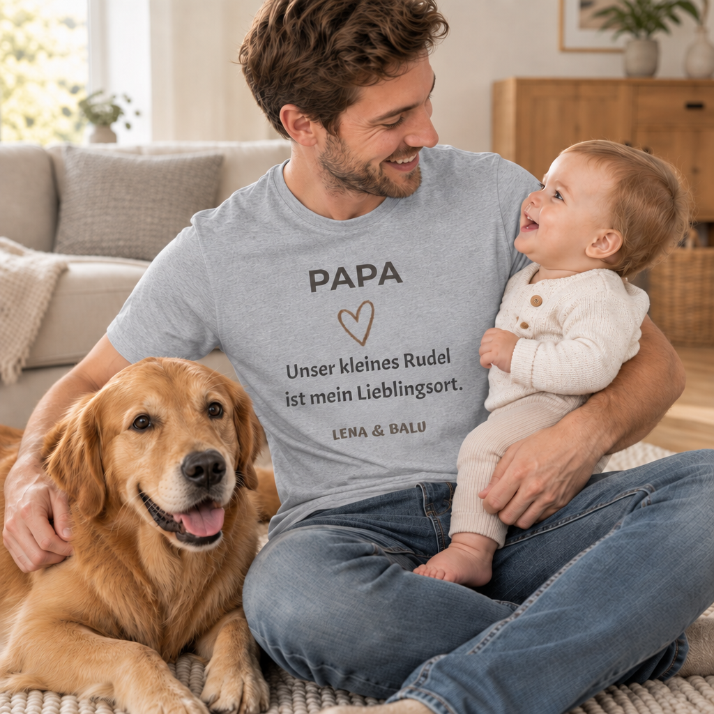 Papa Shirt personalisiert – Unser kleines Rudel