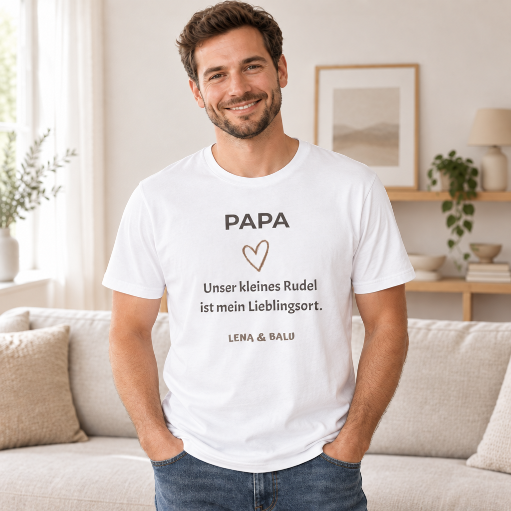 Papa Shirt personalisiert – Unser kleines Rudel