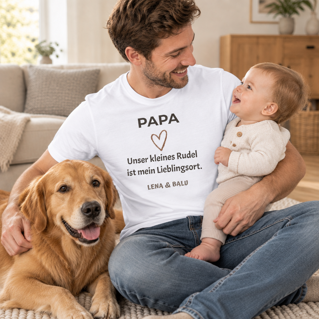Papa Shirt personalisiert – Unser kleines Rudel
