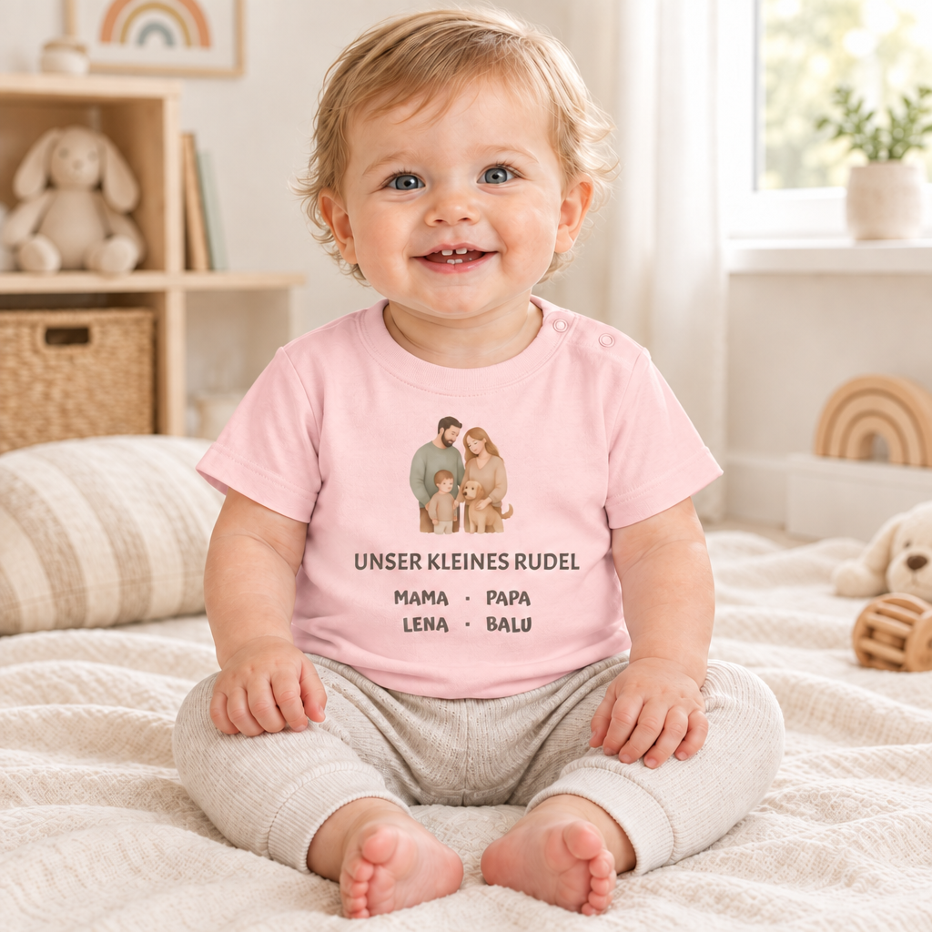 Baby T-Shirt personalisiert – Unser kleines Rudel