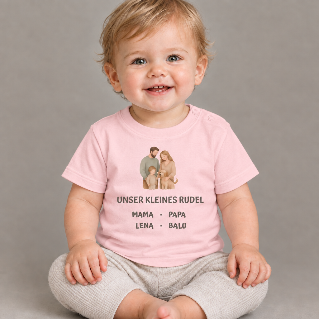 Baby T-Shirt personalisiert – Unser kleines Rudel