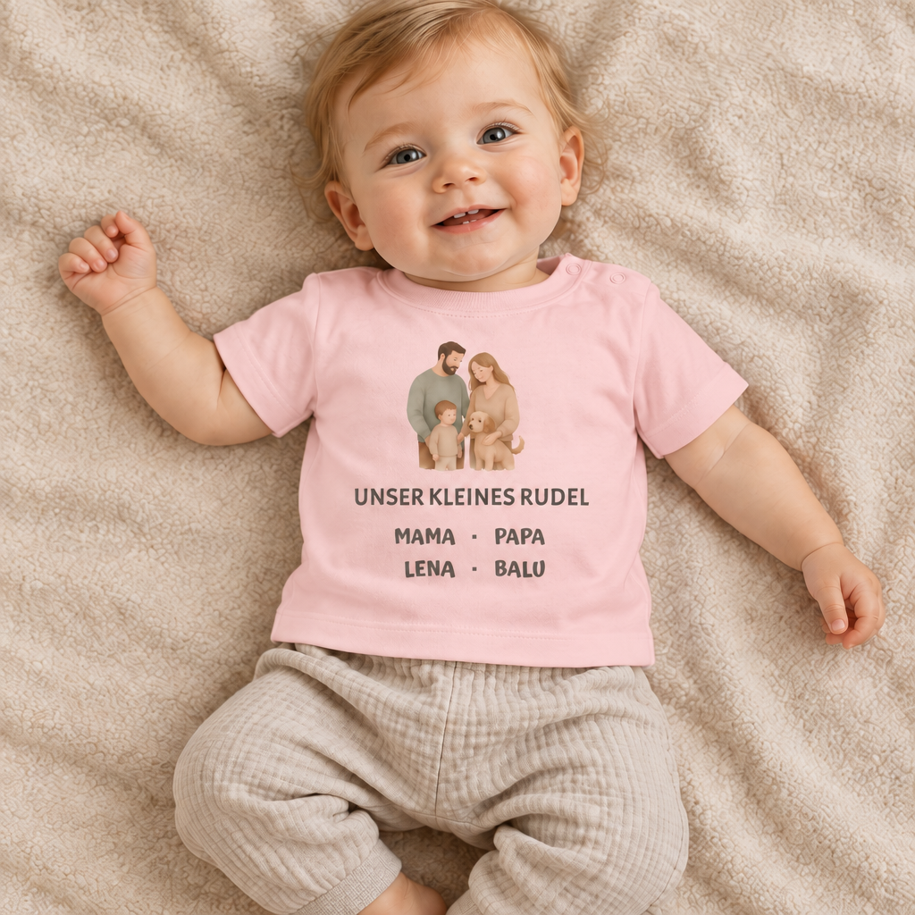 Baby T-Shirt personalisiert – Unser kleines Rudel