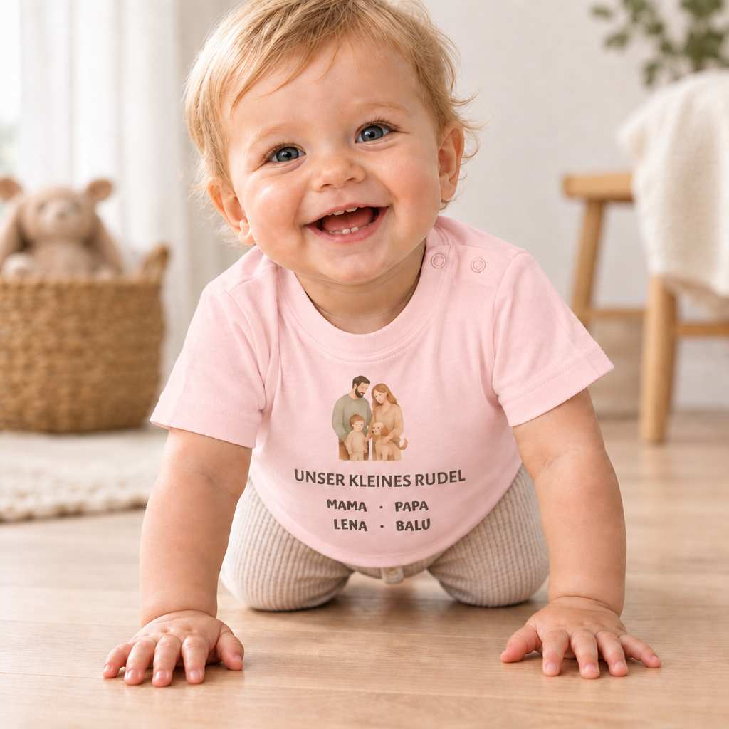 Baby T-Shirt personalisiert – Unser kleines Rudel