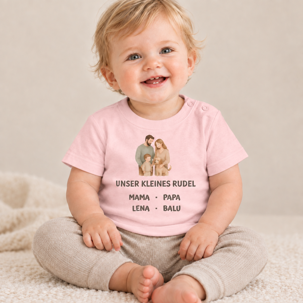 Baby T-Shirt personalisiert – Unser kleines Rudel