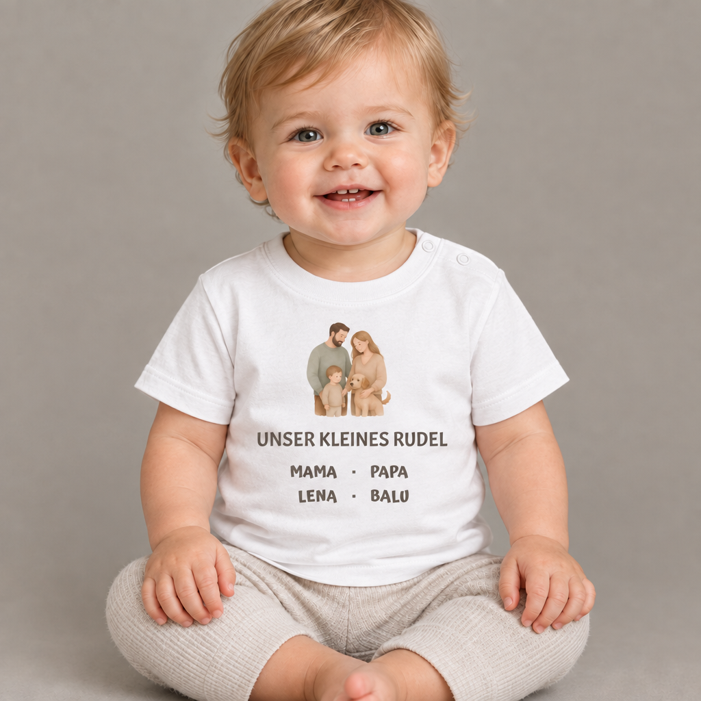 Baby T-Shirt personalisiert – Unser kleines Rudel