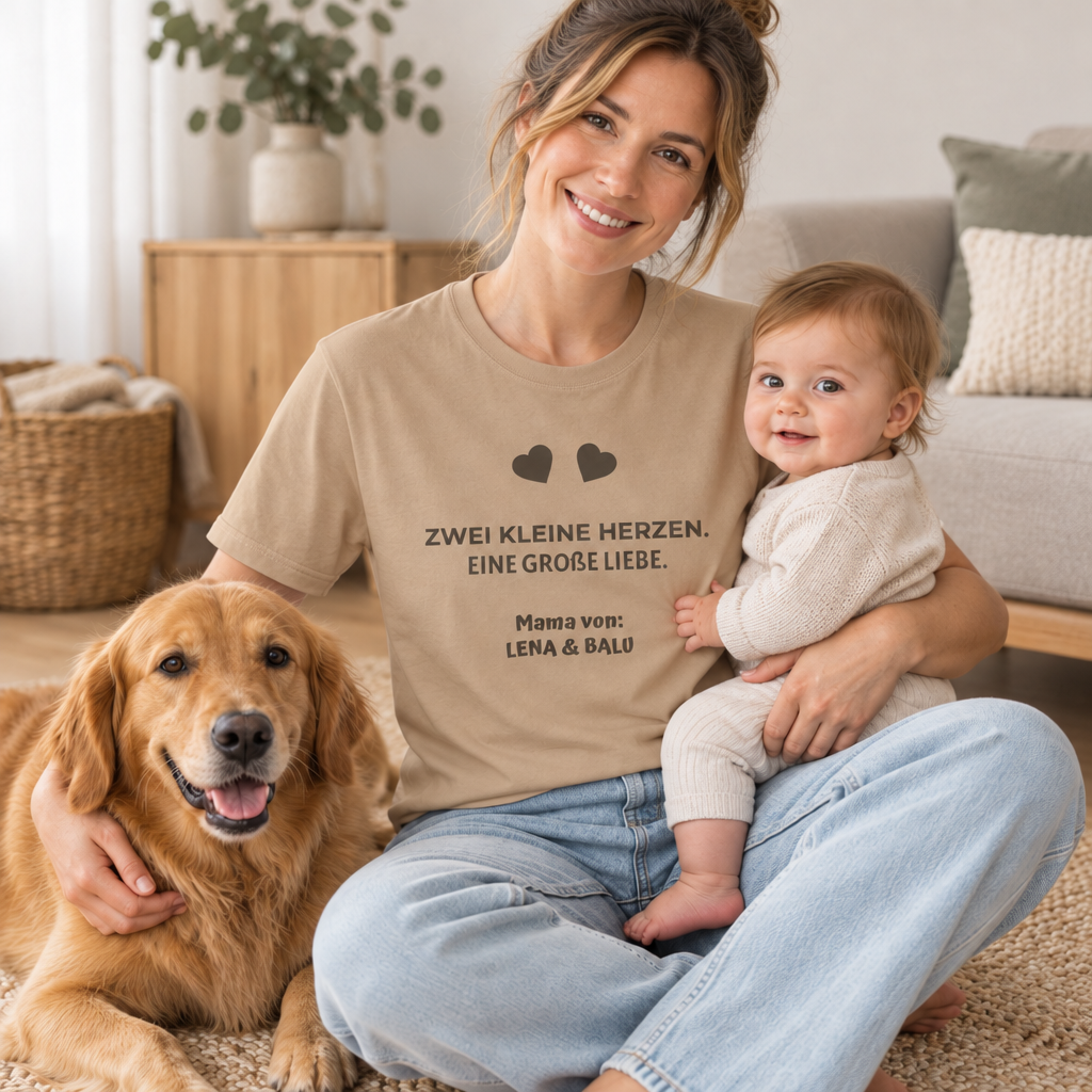 Mama Shirt personalisiert – „Zwei kleine Herzen. Eine große Liebe.“ | Cozee