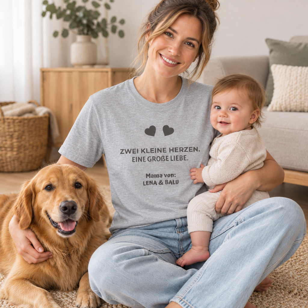 Mama Shirt personalisiert – „Zwei kleine Herzen. Eine große Liebe.“ | Cozee