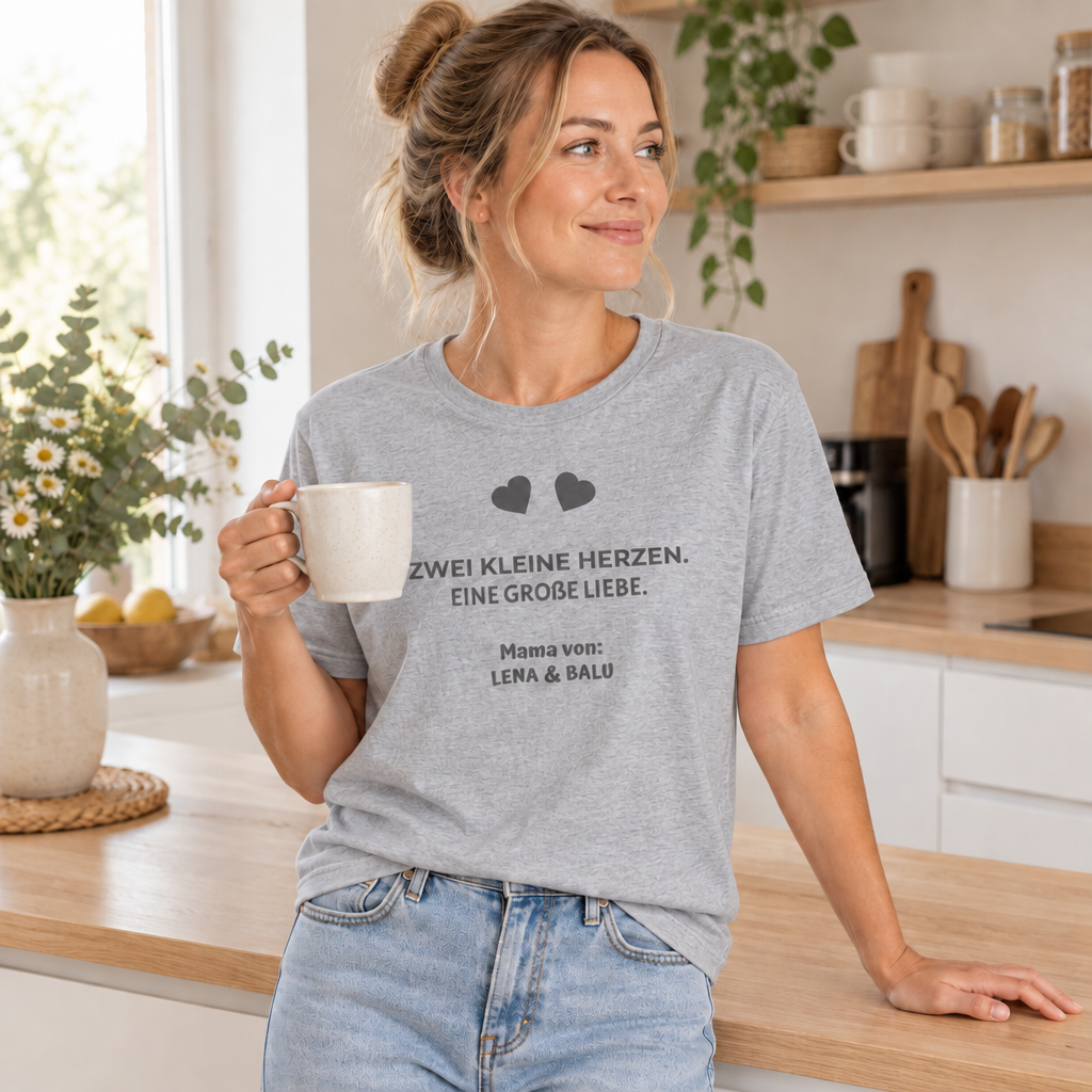 Mama Shirt personalisiert – „Zwei kleine Herzen. Eine große Liebe.“ | Cozee