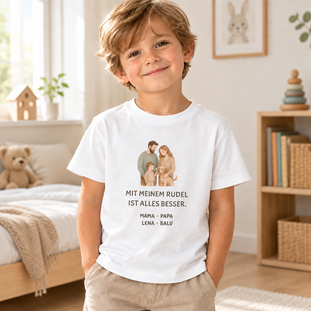 Kinder T-Shirt personalisiert – Unser kleines Rudel