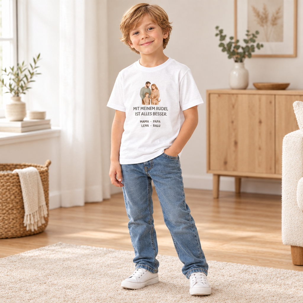 Kinder T-Shirt personalisiert – Unser kleines Rudel