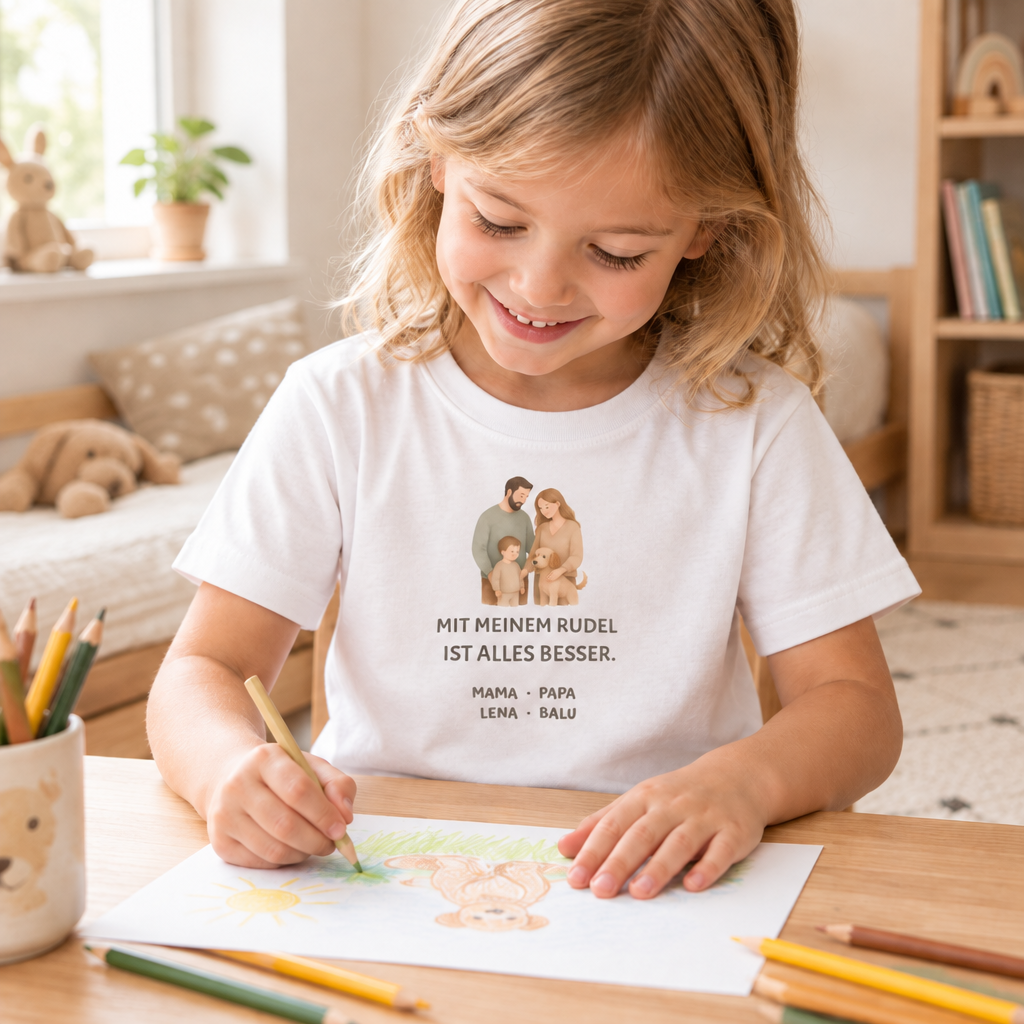 Kinder T-Shirt personalisiert – Unser kleines Rudel