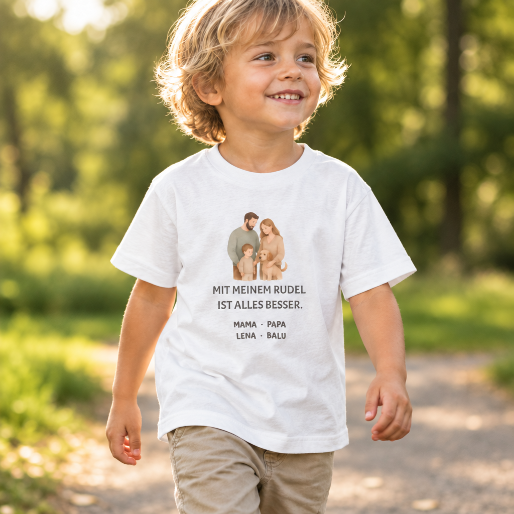 Kinder T-Shirt personalisiert – Unser kleines Rudel