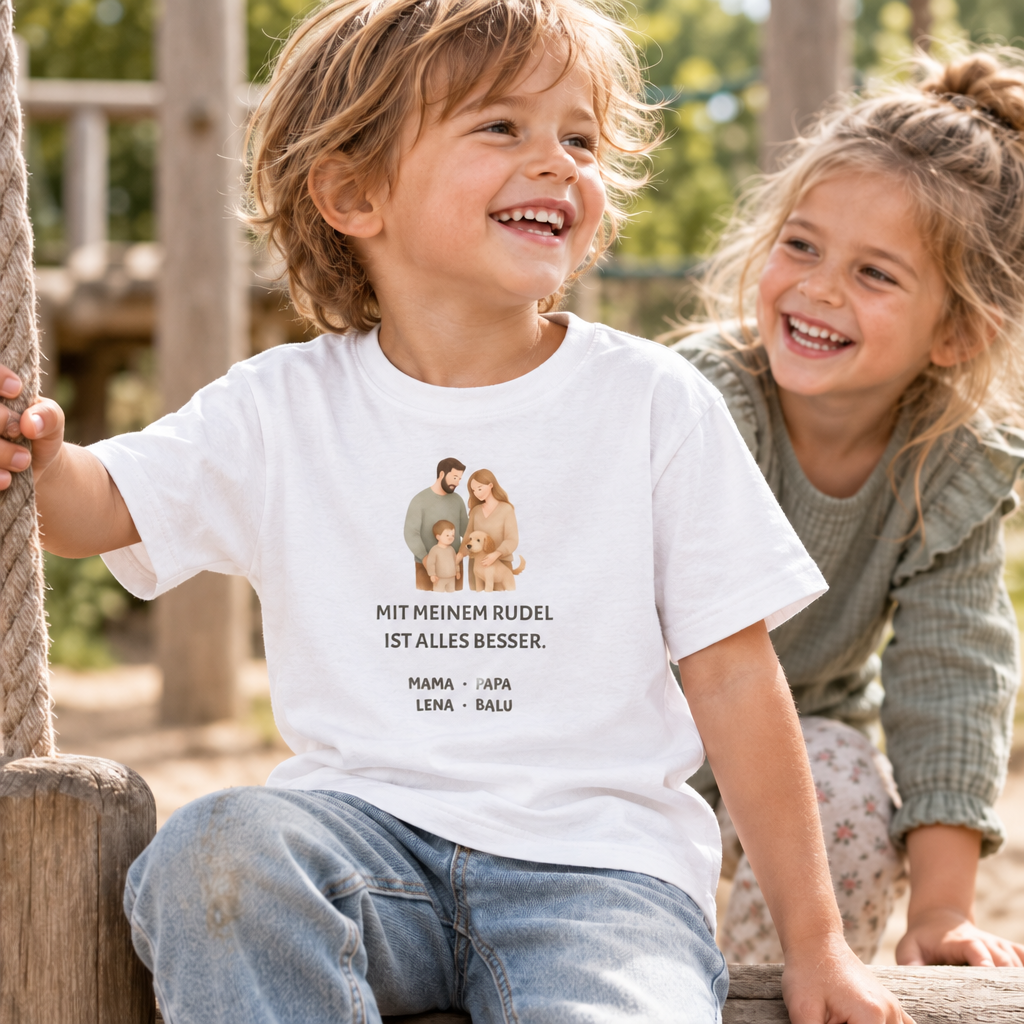 Kinder T-Shirt personalisiert – Unser kleines Rudel
