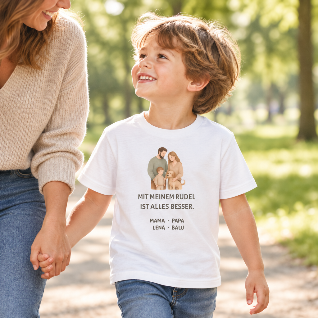Kinder T-Shirt personalisiert – Unser kleines Rudel