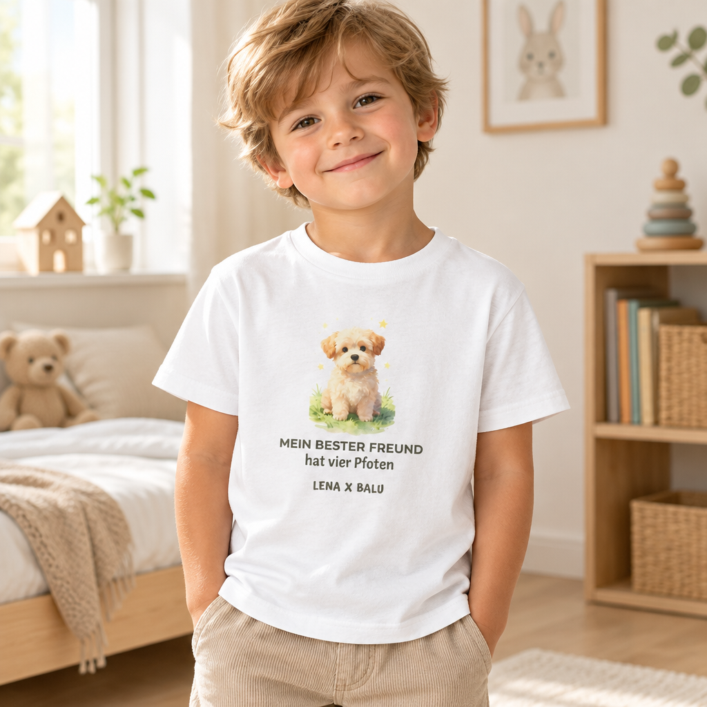 Personalisiertes Kinder T-Shirt mit Name – „Mein bester Freund“ | Hund | Cozee