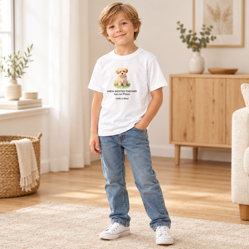 Personalisiertes Kinder T-Shirt mit Name – „Mein bester Freund“ | Hund | Cozee