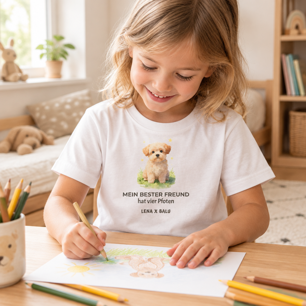 Personalisiertes Kinder T-Shirt mit Name – „Mein bester Freund“ | Hund | Cozee