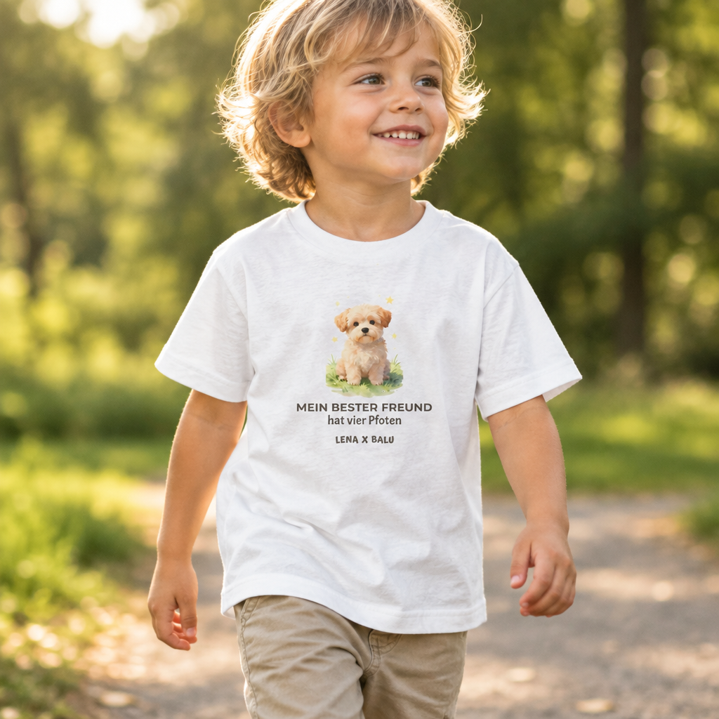Personalisiertes Kinder T-Shirt mit Name – „Mein bester Freund“ | Hund | Cozee