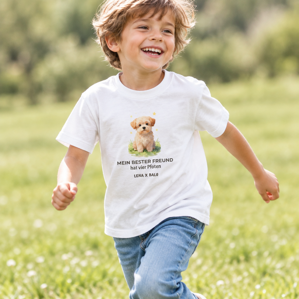 Personalisiertes Kinder T-Shirt mit Name – „Mein bester Freund“ | Hund | Cozee
