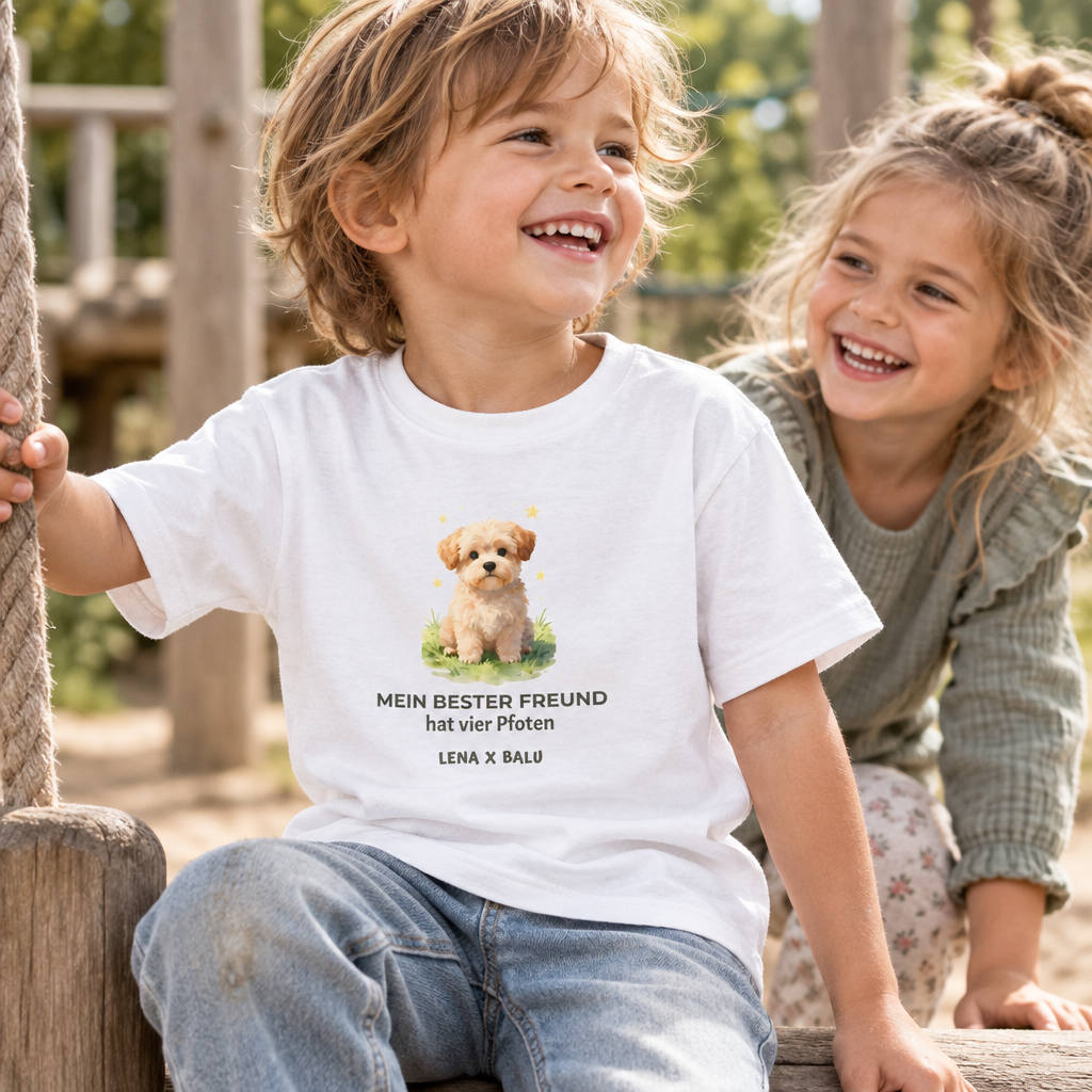 Personalisiertes Kinder T-Shirt mit Name – „Mein bester Freund“ | Hund | Cozee