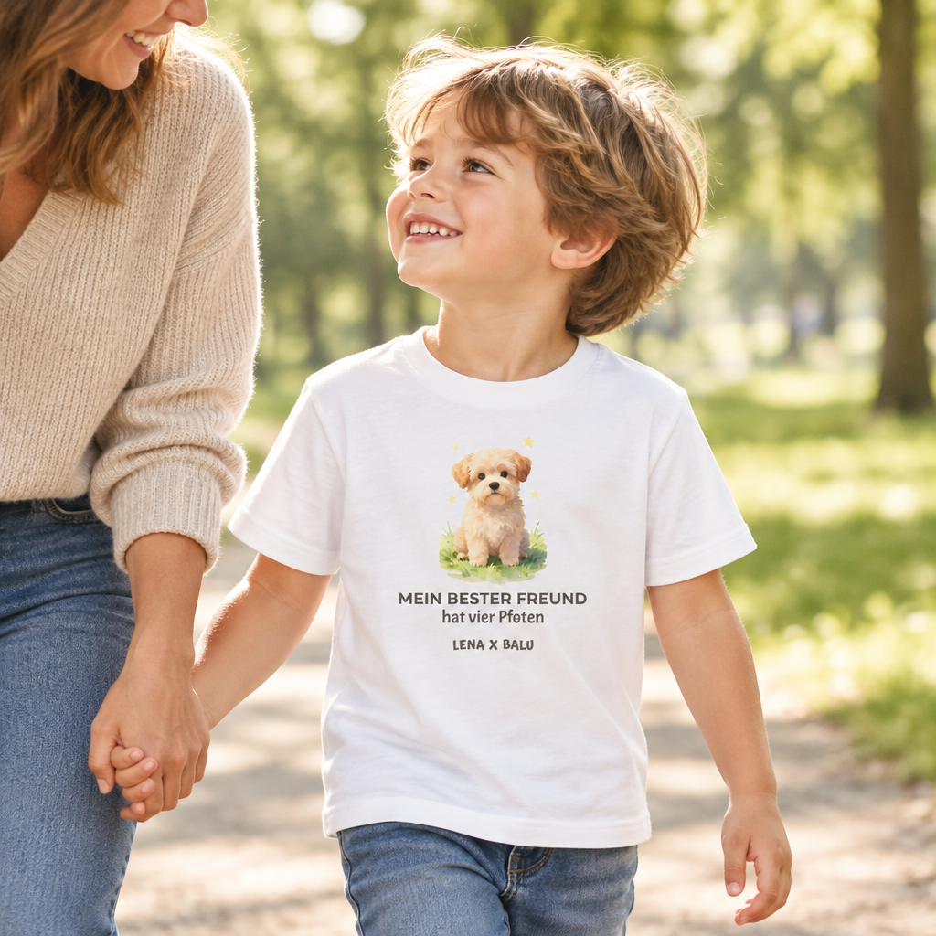Personalisiertes Kinder T-Shirt mit Name – „Mein bester Freund“ | Hund | Cozee