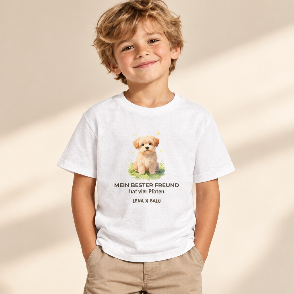 Personalisiertes Kinder T-Shirt mit Name – „Mein bester Freund“ | Hund | Cozee
