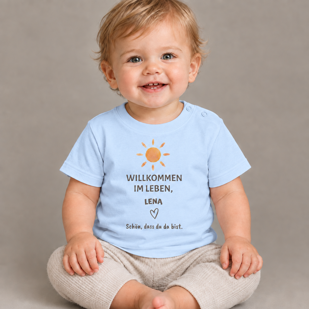Baby T-Shirt personalisiert – Willkommen im Leben