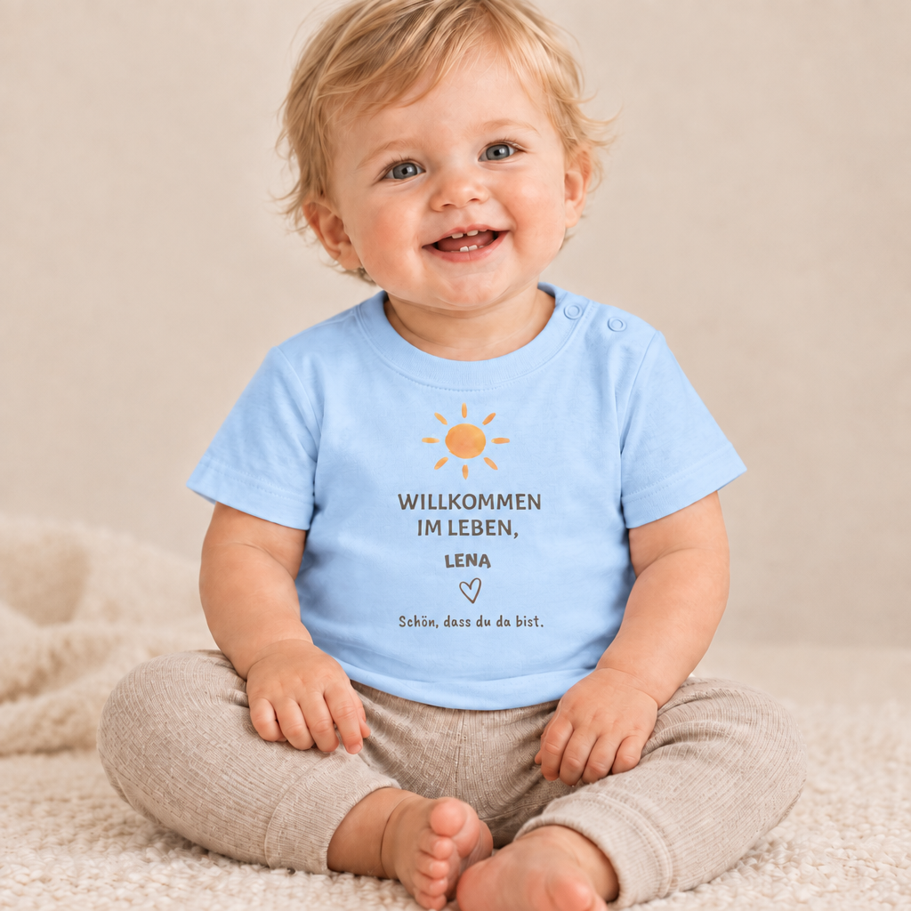 Baby T-Shirt personalisiert – Willkommen im Leben