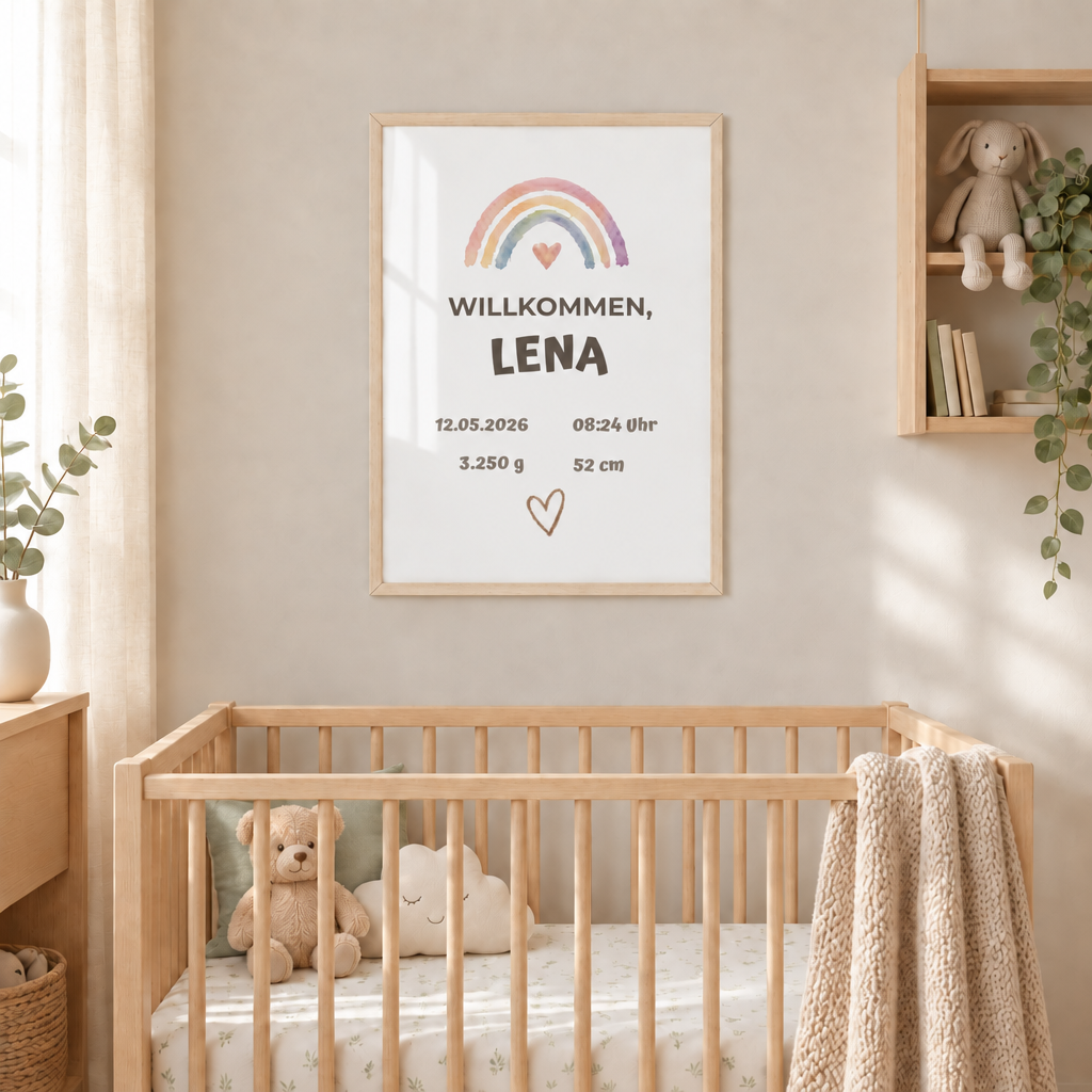 Personalisierter Geburts-Poster – Willkommen, Lena
