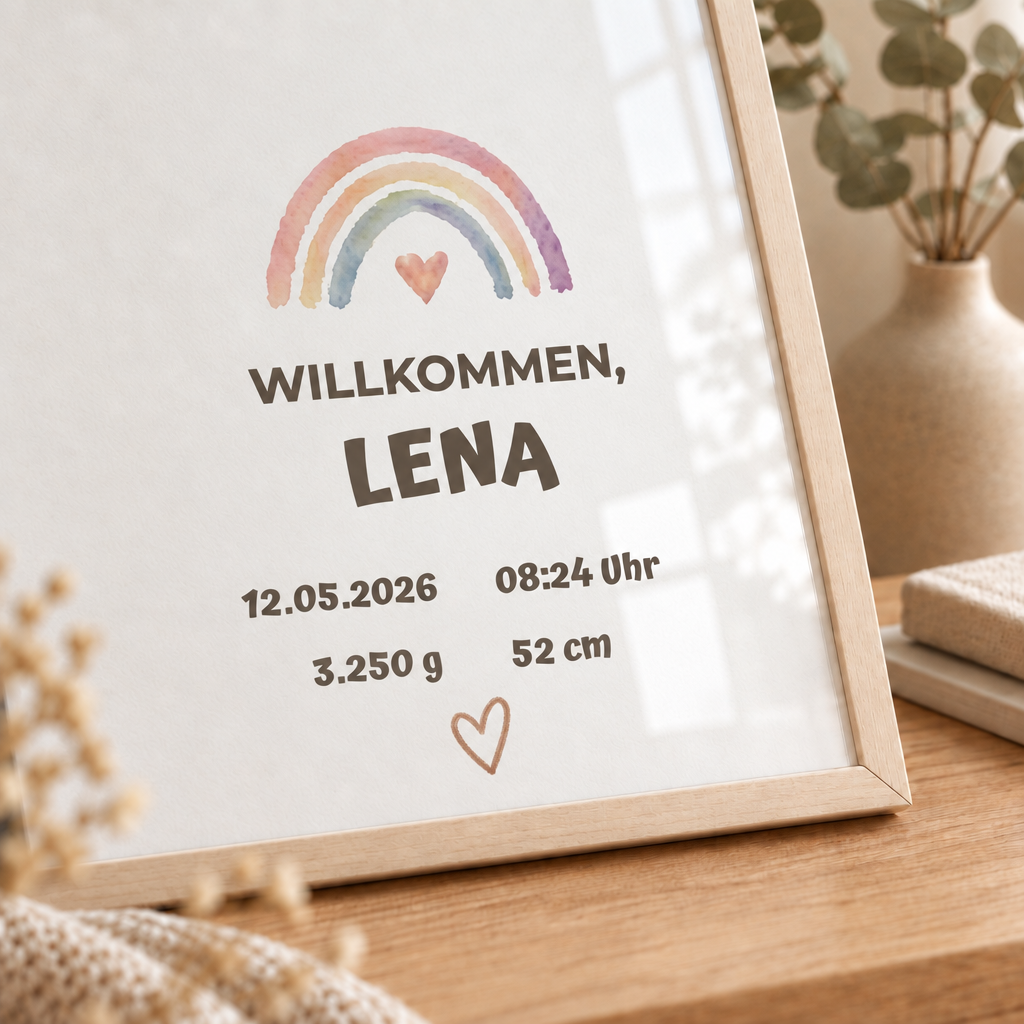 Personalisierter Geburts-Poster – Willkommen, Lena