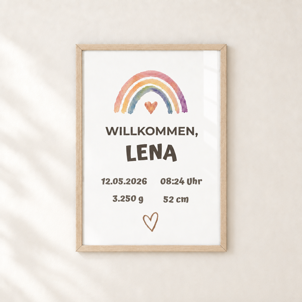 Personalisierter Geburts-Poster – Willkommen, Lena